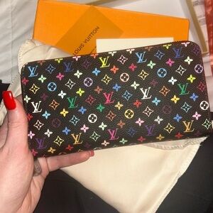 LOUIS VUITTON Monogram black Multicolor Zippy wallet (M60050) with gold hardware